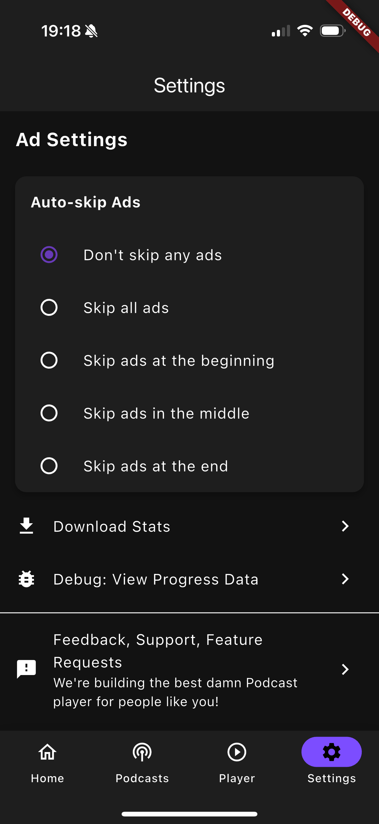 Ad Skip Settings